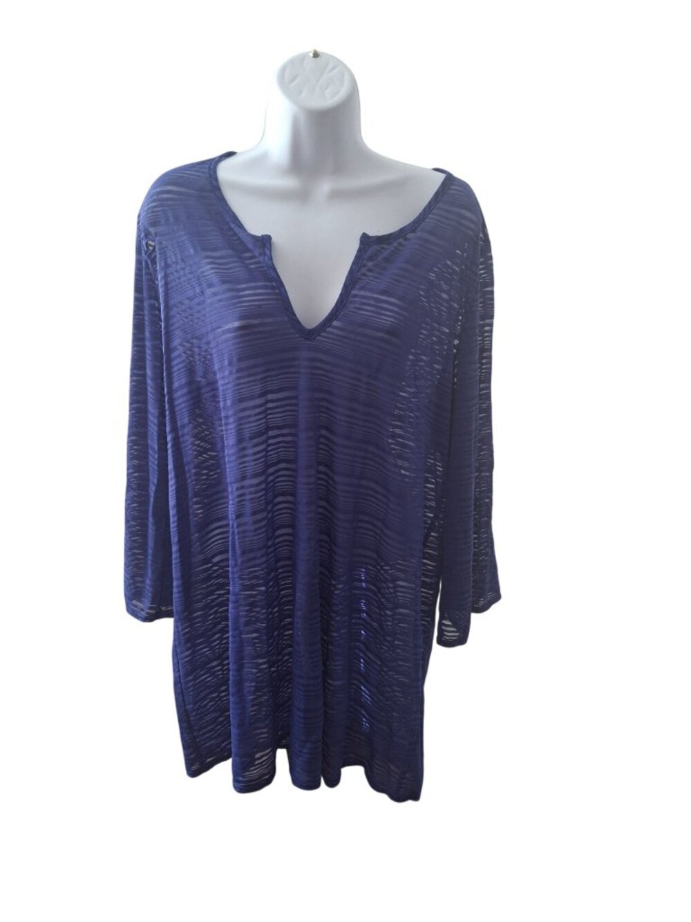 Jordan Taylor Tunic Cover Up XL Blue Burnout Boho Coastal Beachcore Chic
